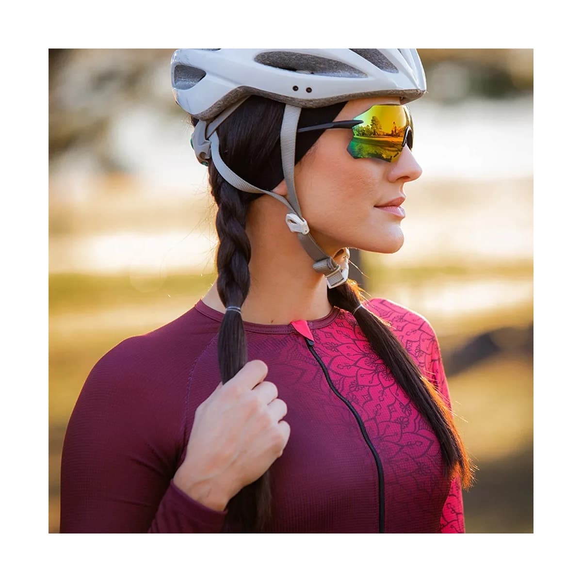 Camisa Ciclismo Feminina Furbo Manga Longa Donna Ragazza Chakra