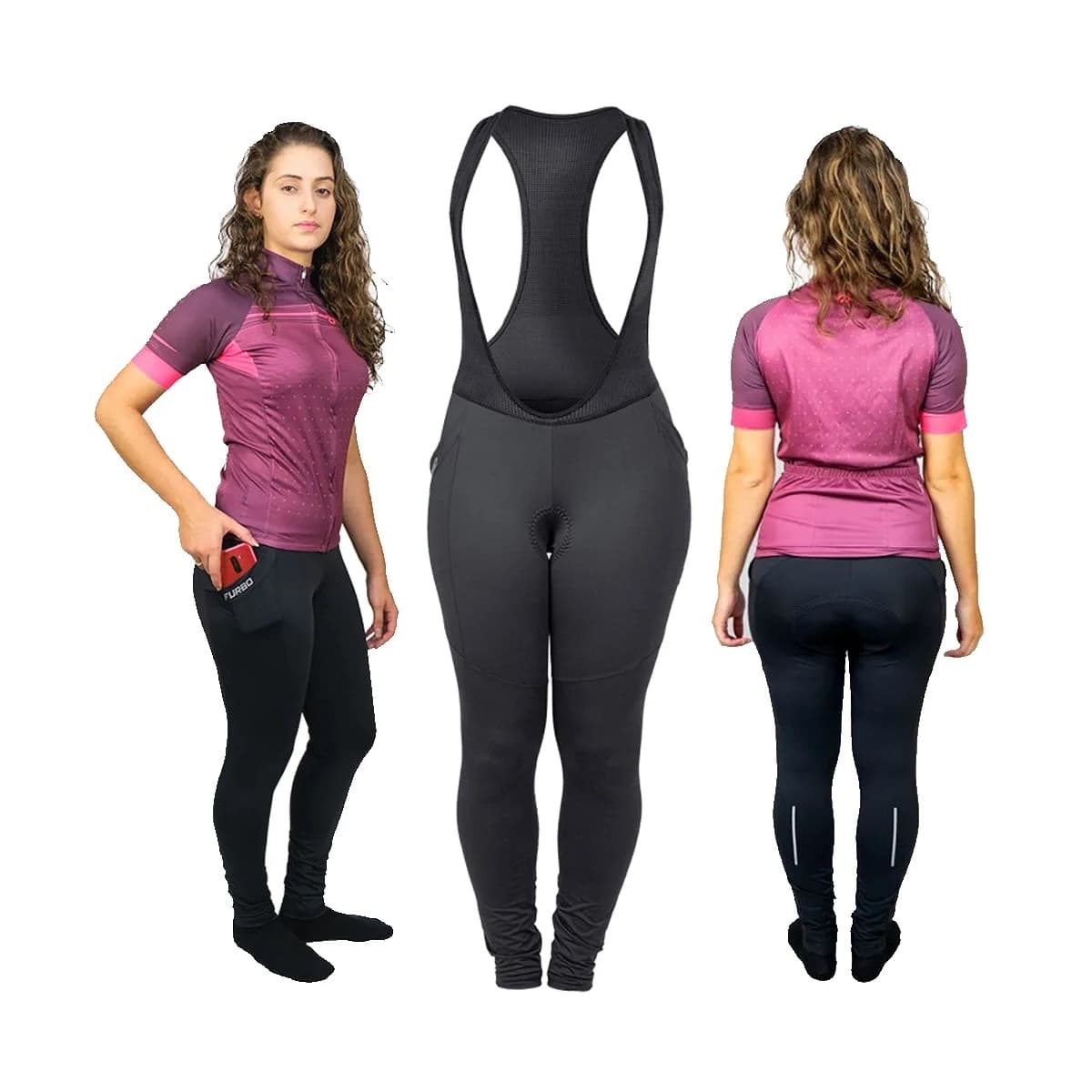Calça Bretelle Ciclismo Feminino Furbo Hermana HT90 Com Bolso