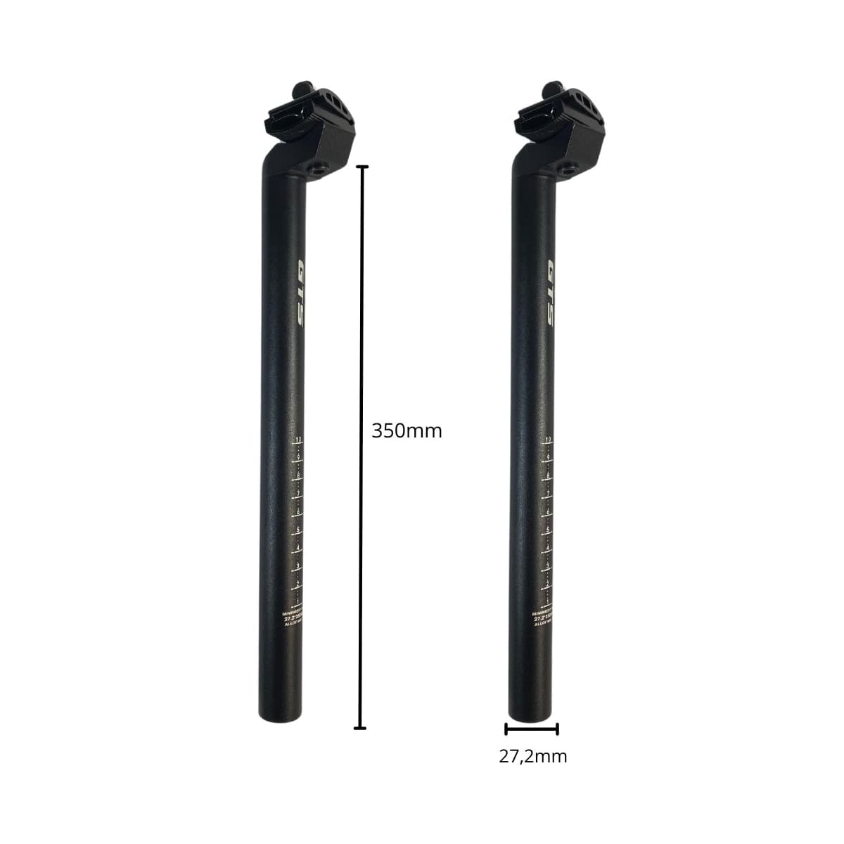 Canote de Selim GTS Alumínio 27,2mm X 350mm Preto Com Carrinho
