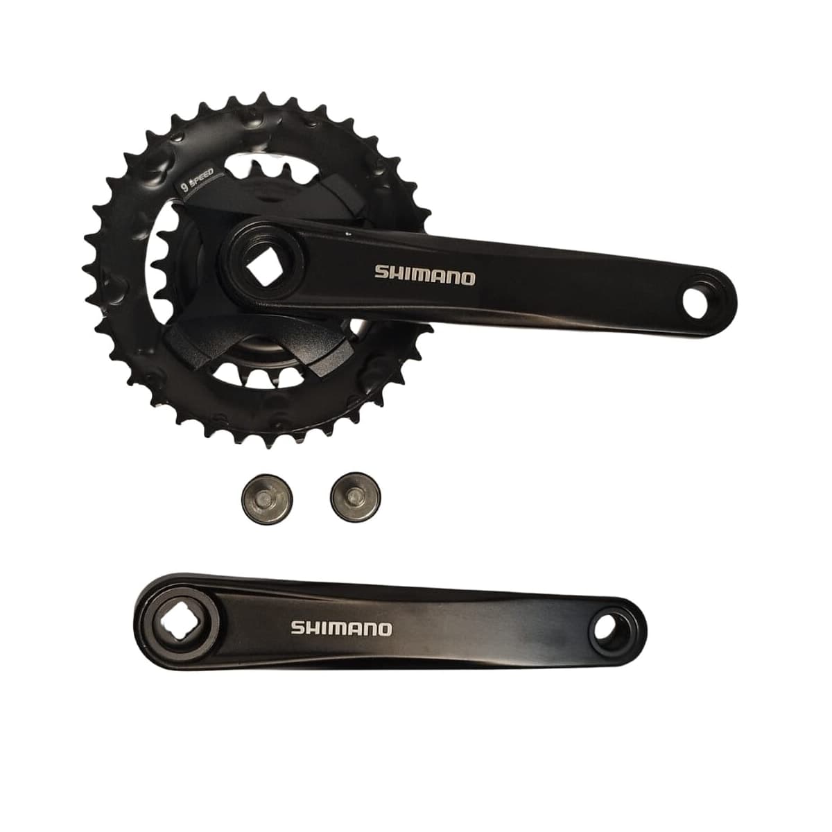Pedivela Alumínio Duplo Shimano Altus MT-101 22/36D Preto 175mm Ponta Quadrada 9V