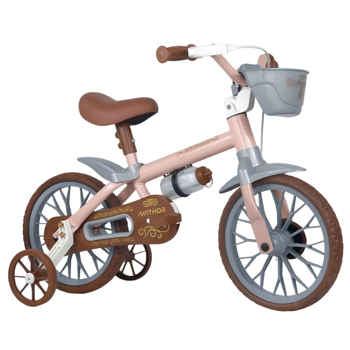 Bicicleta Aro 12 Nathor Antonella Rosa Marrom