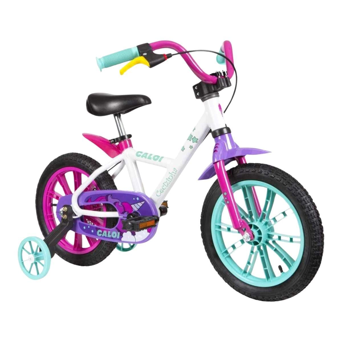 Bicicleta Aro 14 Nathor Cecizinha Branco, Rosa, Roxo e Azul