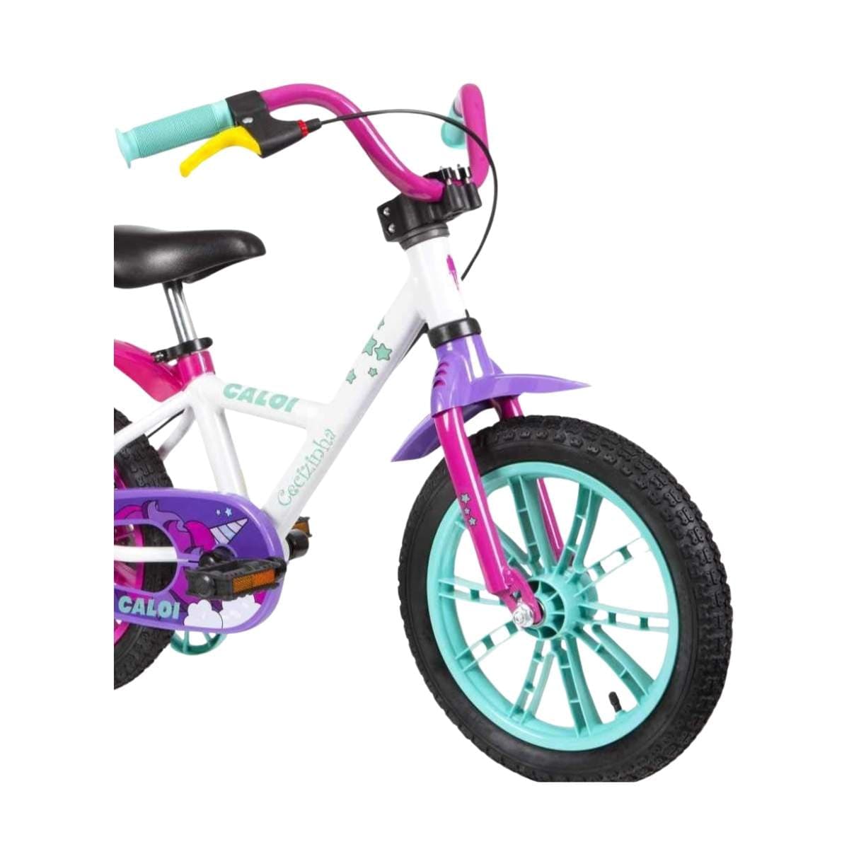 Bicicleta Aro 14 Nathor Cecizinha Branco, Rosa, Roxo e Azul