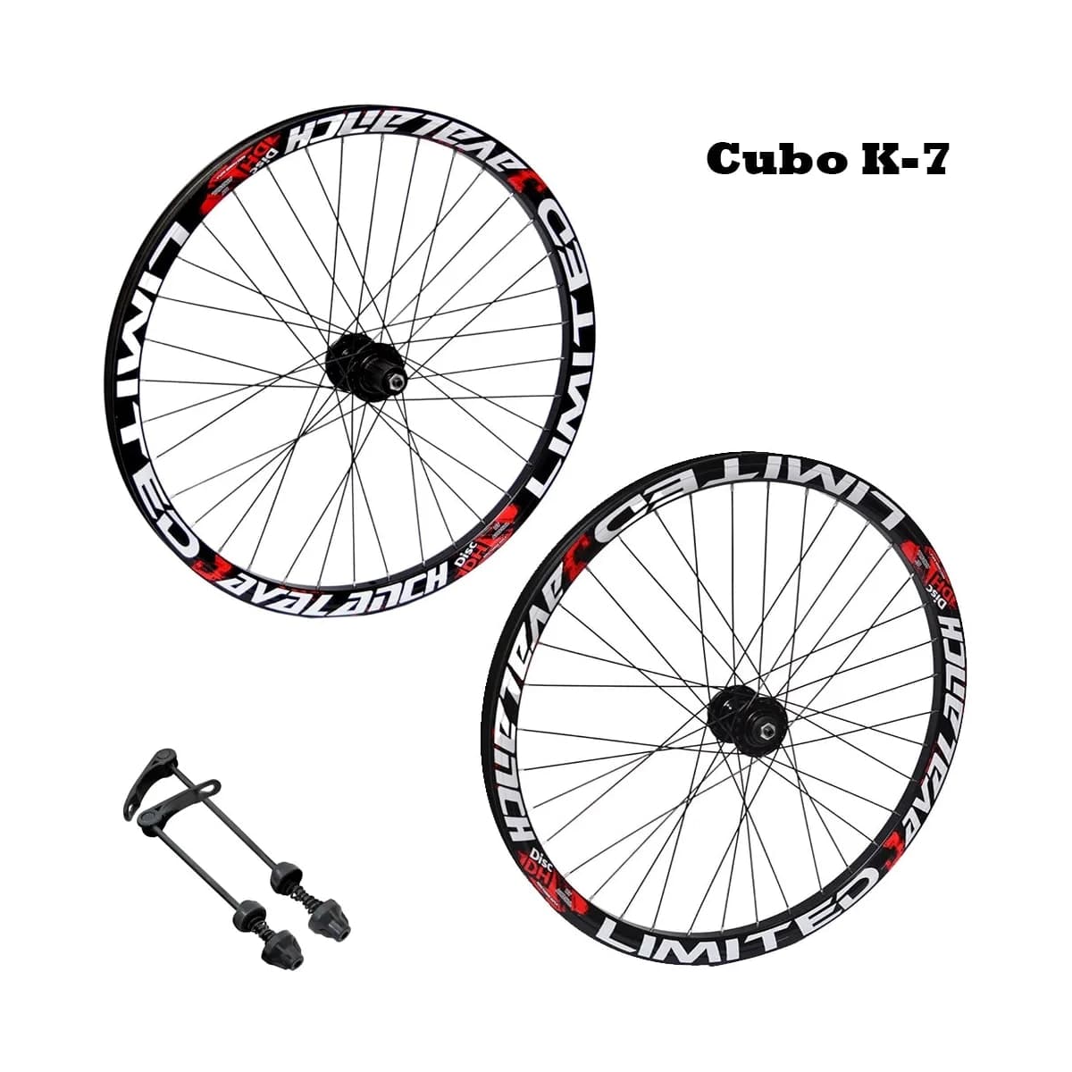Par de Roda 26 Avalanch Cubo K7 Freio Disco 36 Furos Preto