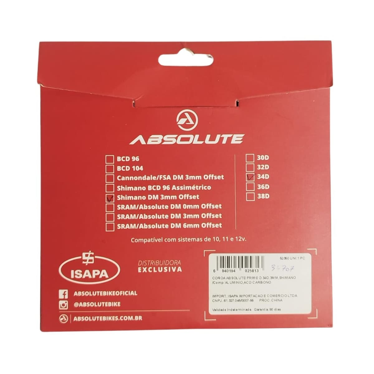 Coroa Single Absolute 34 Dentes Alumínio