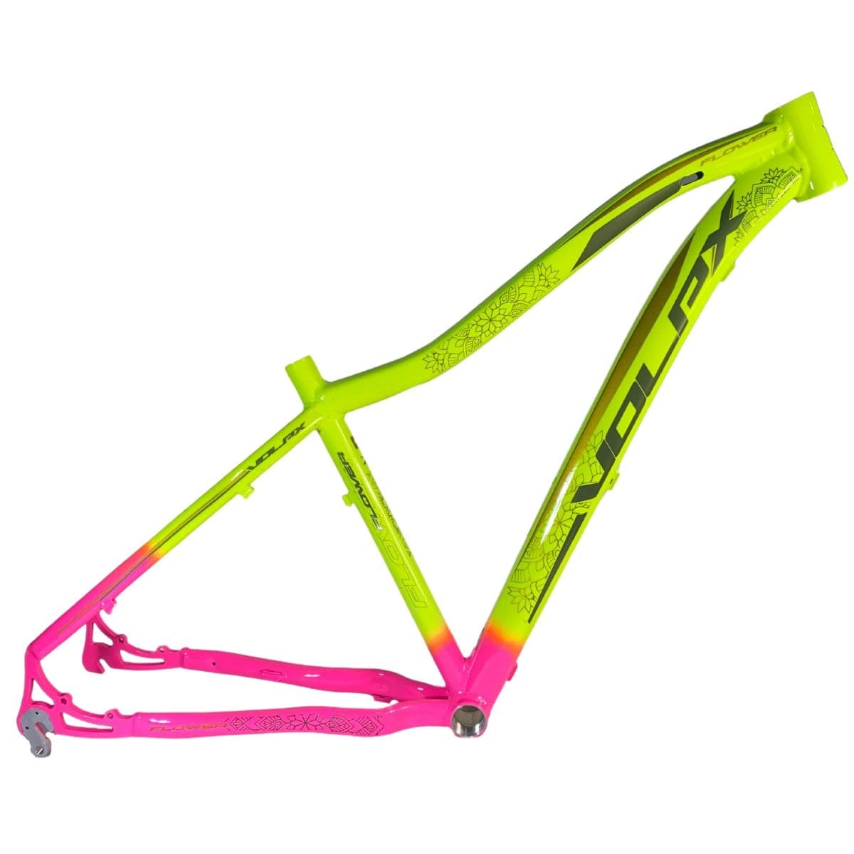 Quadro de Bicicleta Aro 29 MTB Volpx Flower Amarelo Neon e Rosa