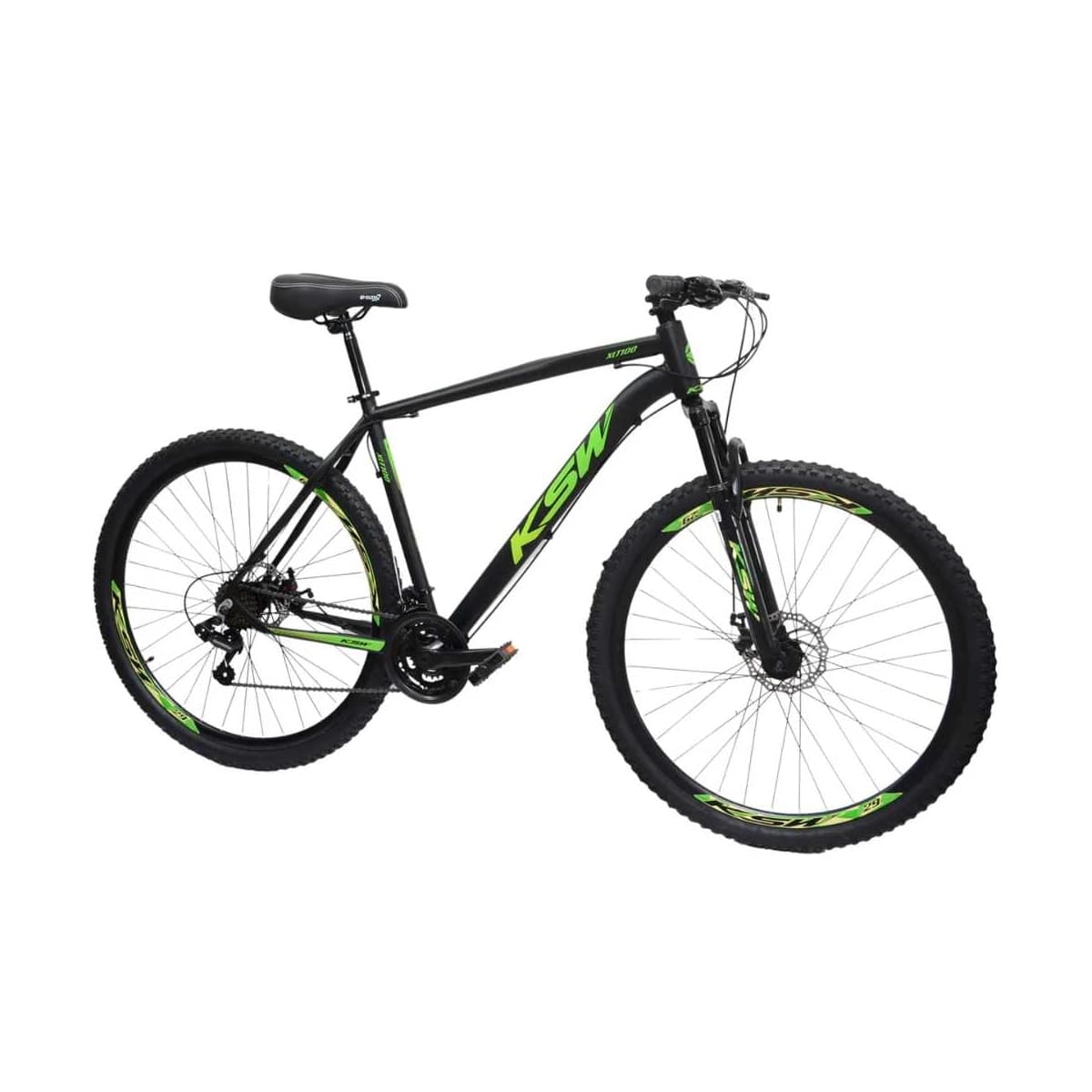BICICLETA 29 KSW 21V SHIMANO FREIO MEC.T-17 PRETO F/VERDE