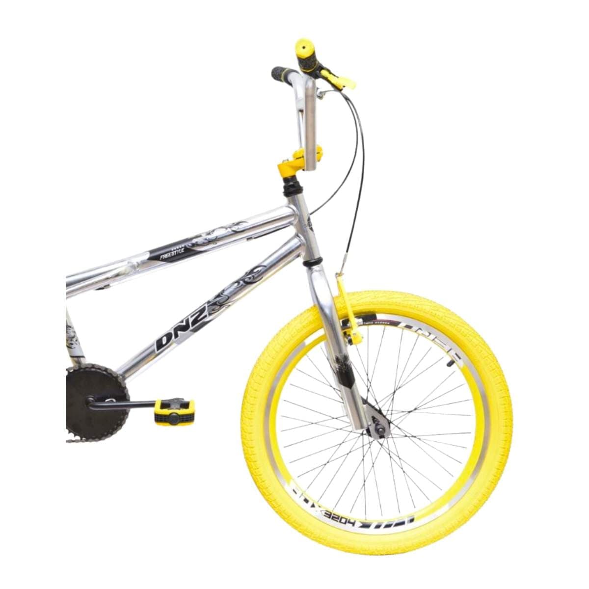 Bicicleta Aro 20 Diniz Freestyle Cromado e Amarelo