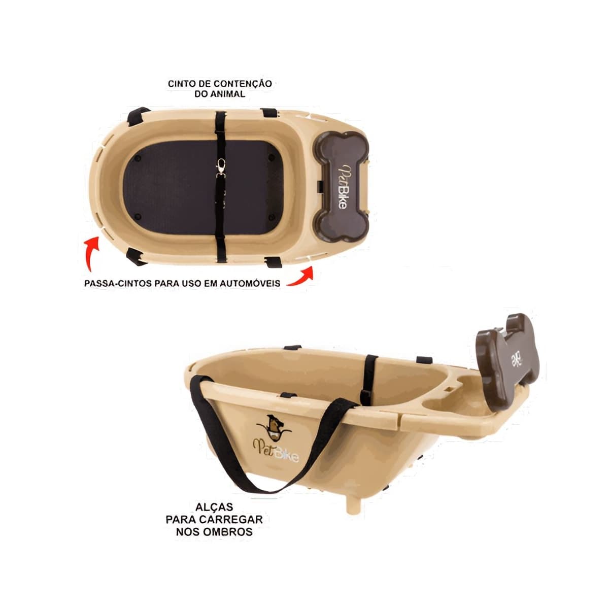 Cadeirinha Pet Bike Dianteira Kalf Bege