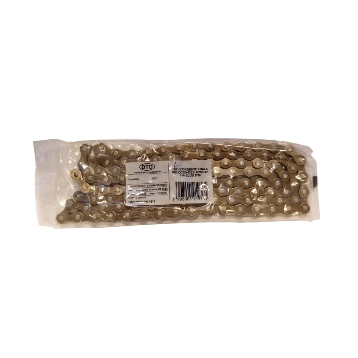 Corrente Fina DTO D30 116 Elos Preto 6 Velocidades