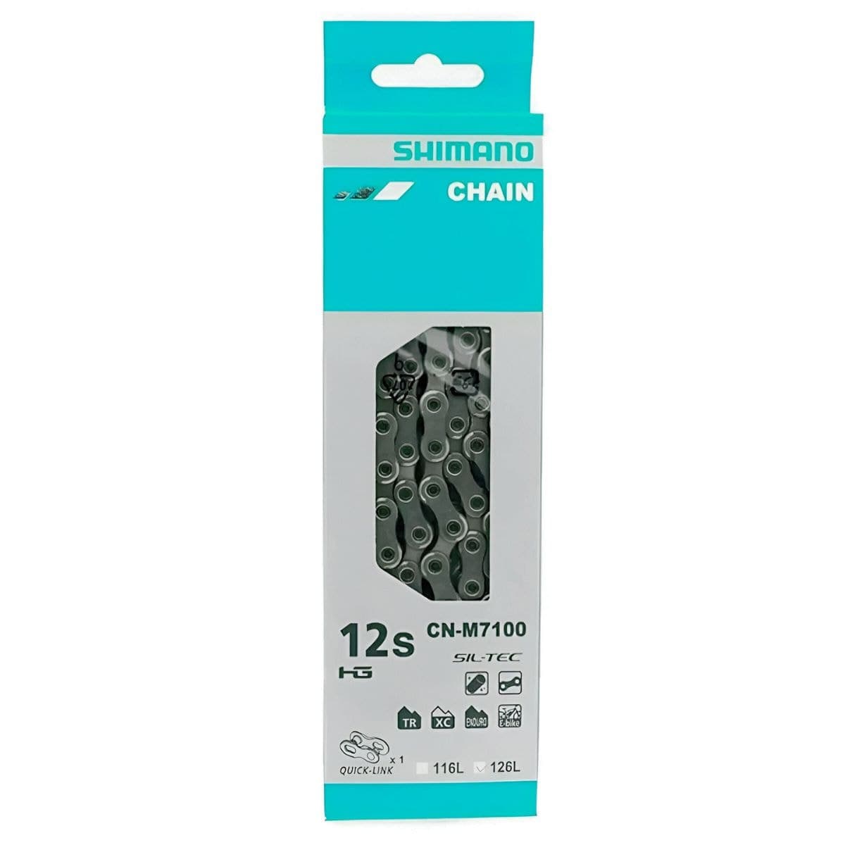 Corrente Fina Shimano M7100 126 Elos Prata 12 Velocidades