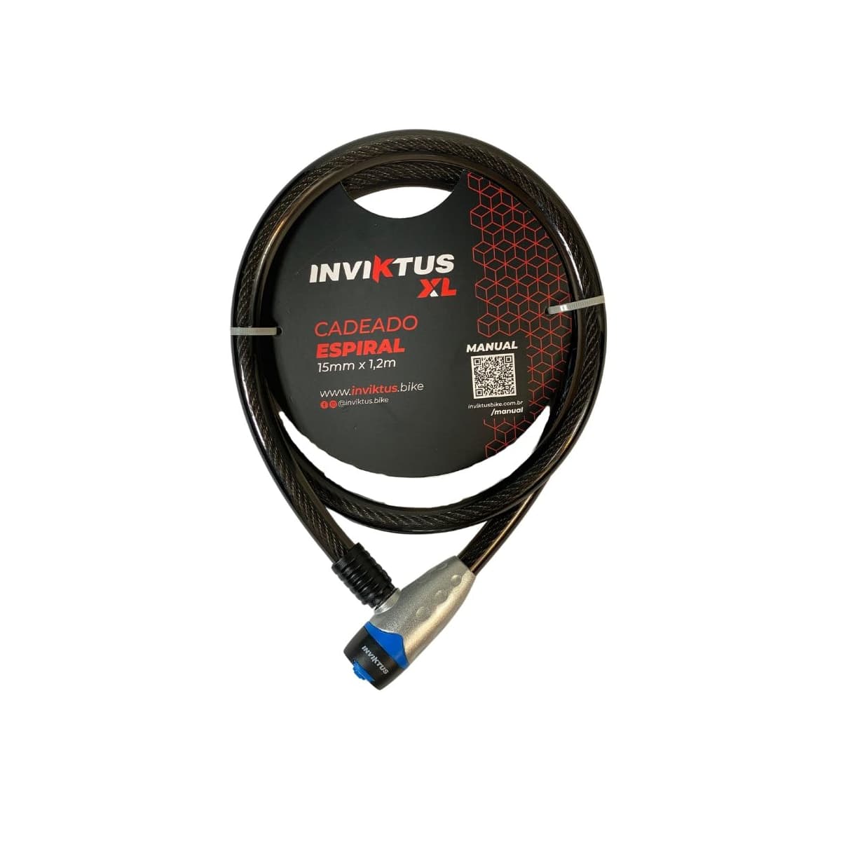Cadeado de Bicicleta Espiral Inviktus Com Chave 15mm X 1,2M
