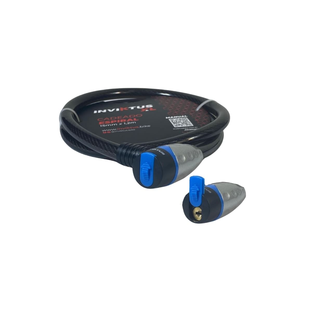 Cadeado de Bicicleta Espiral Inviktus Com Chave 15mm X 1,2M