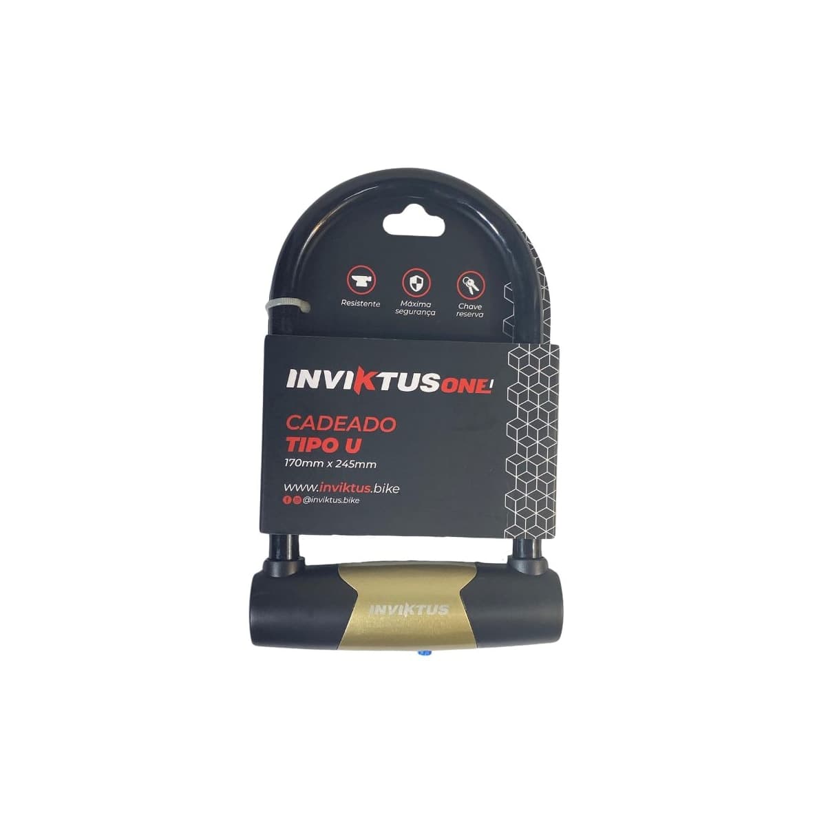 Cadeado de Bicicleta Tipo U Inviktus Com Chave 170mm X 245mm