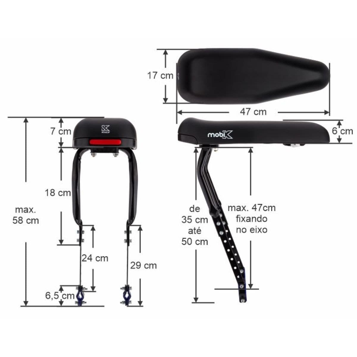Assento de Bagageiro Kalf Mobike Plus Preto