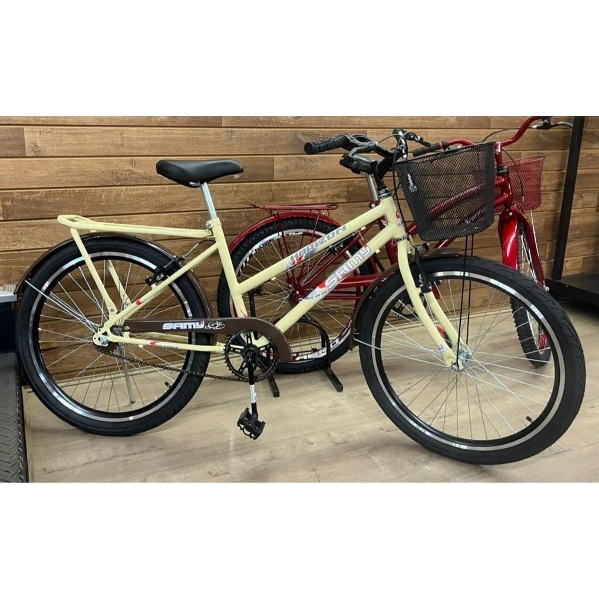 Bicicleta Aro 24 Samy Horizon Bege Marrom