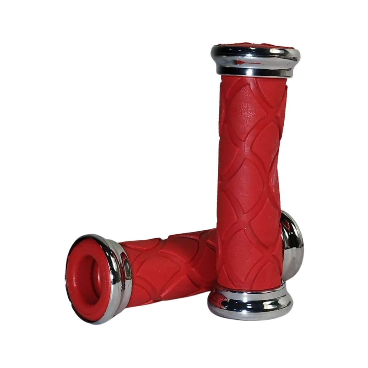 Manopla Bike Wester Adventure Vermelho Com Ponta Cromada Borracha 115mm