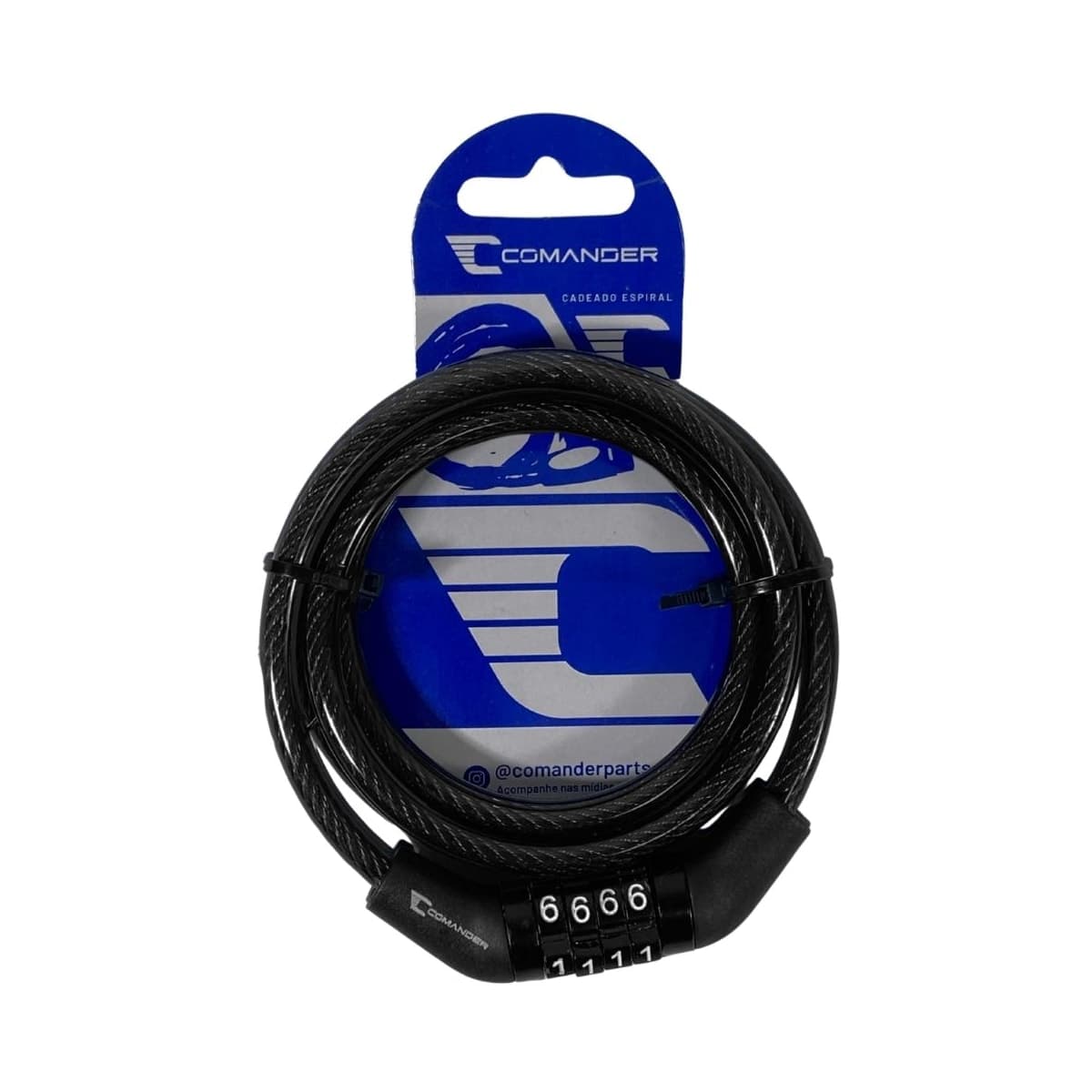 Cadeado de Bicicleta Espiral Comander Segredo 6mm X 1M