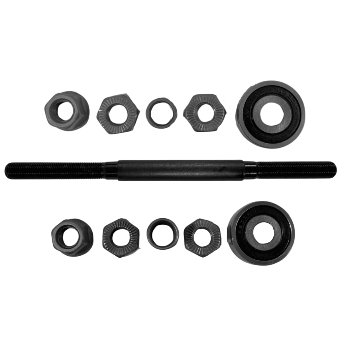 Eixo Traseiro Importado 175mm Aço Preto Espaçador Grosso 3/8