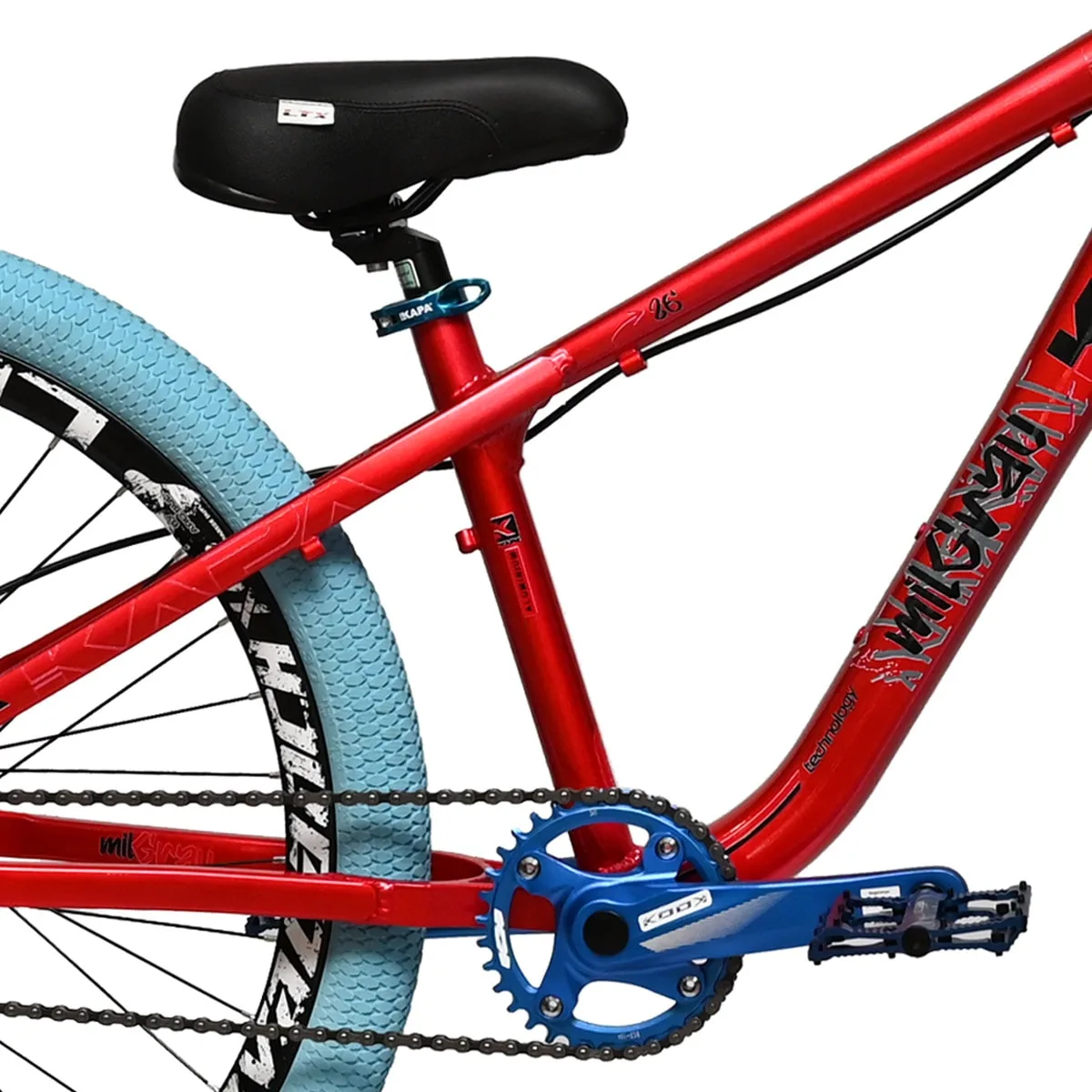Bicicleta Kapa Mil Grau Aro 26 Freeride Single Speed Vermelho e Azul