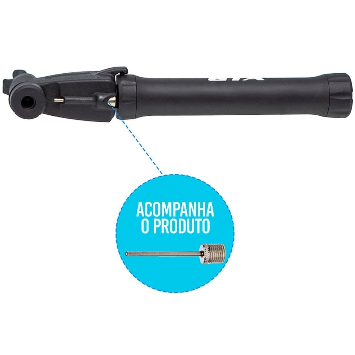 Mini Bomba de Ar Bicicleta GTA Bico Grosso/Fino Bidirecional