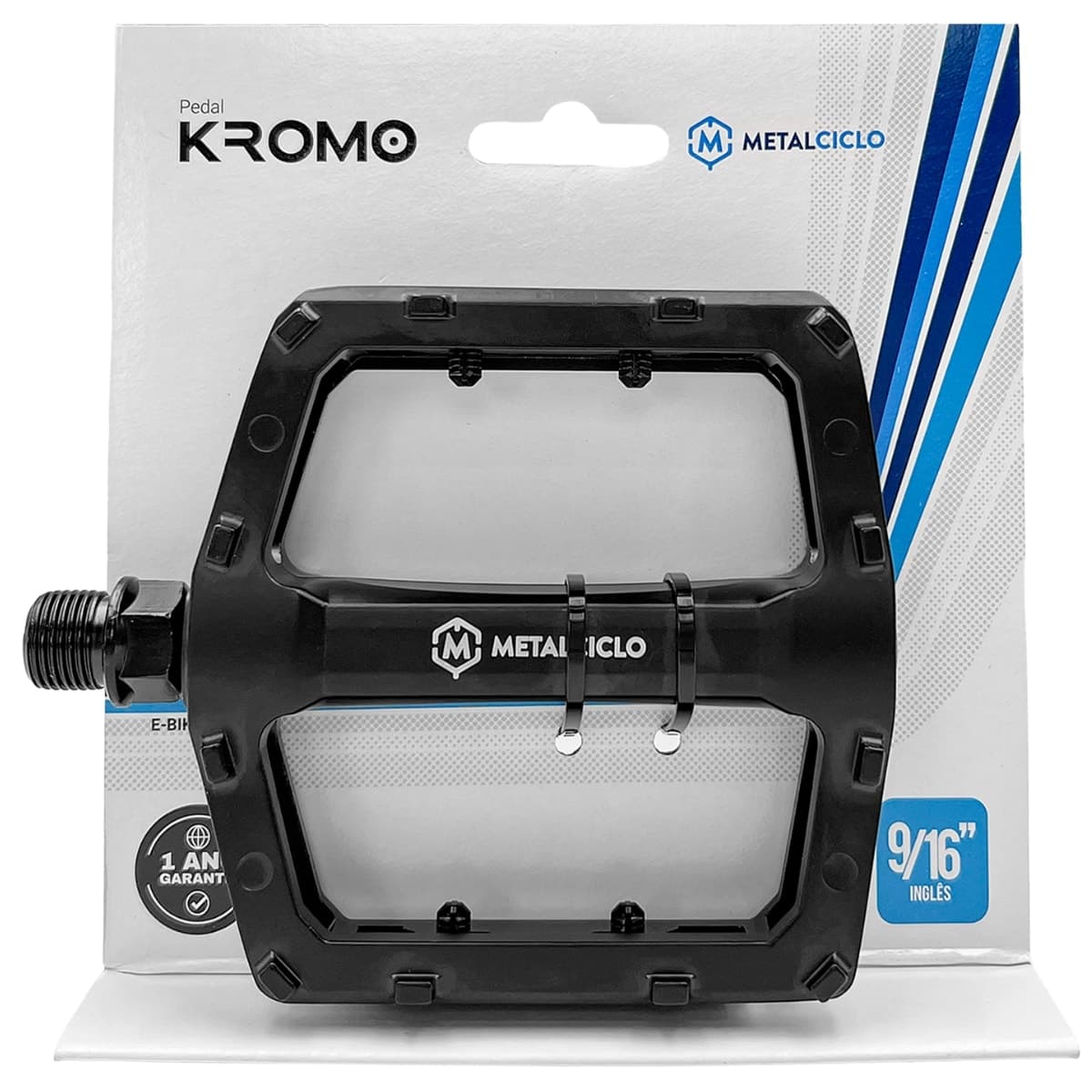 Pedal Bike Metalciclo Kromo Inglês 9/16 Alumínio Preto
