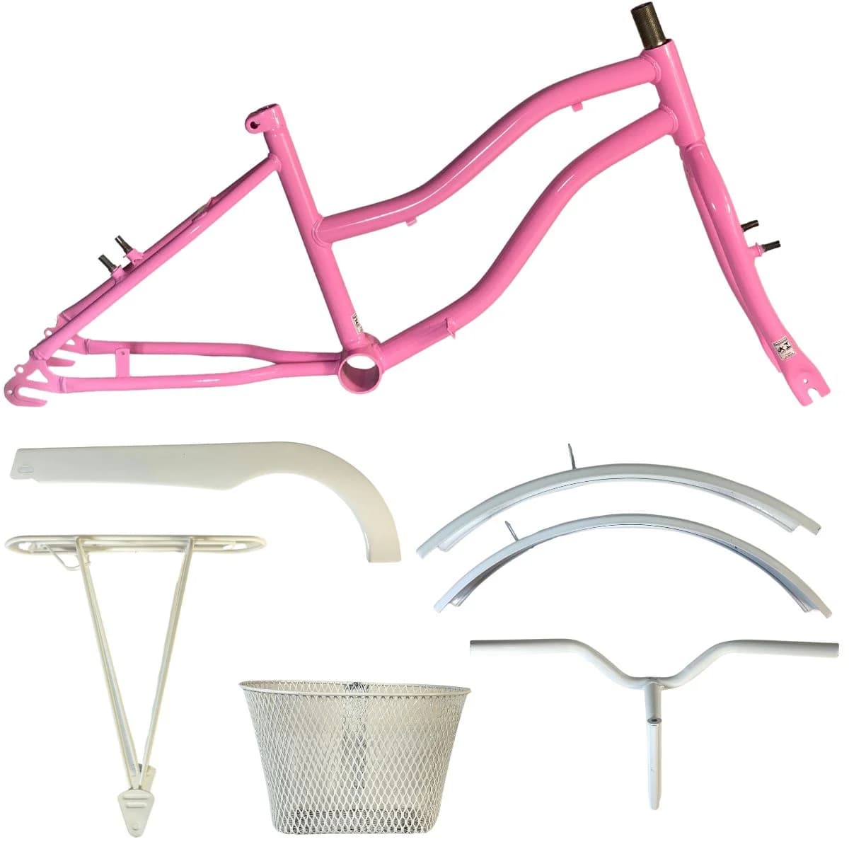 Quadro de Bicicleta 20 Samy Jady Rosa e Branco Com Garfo