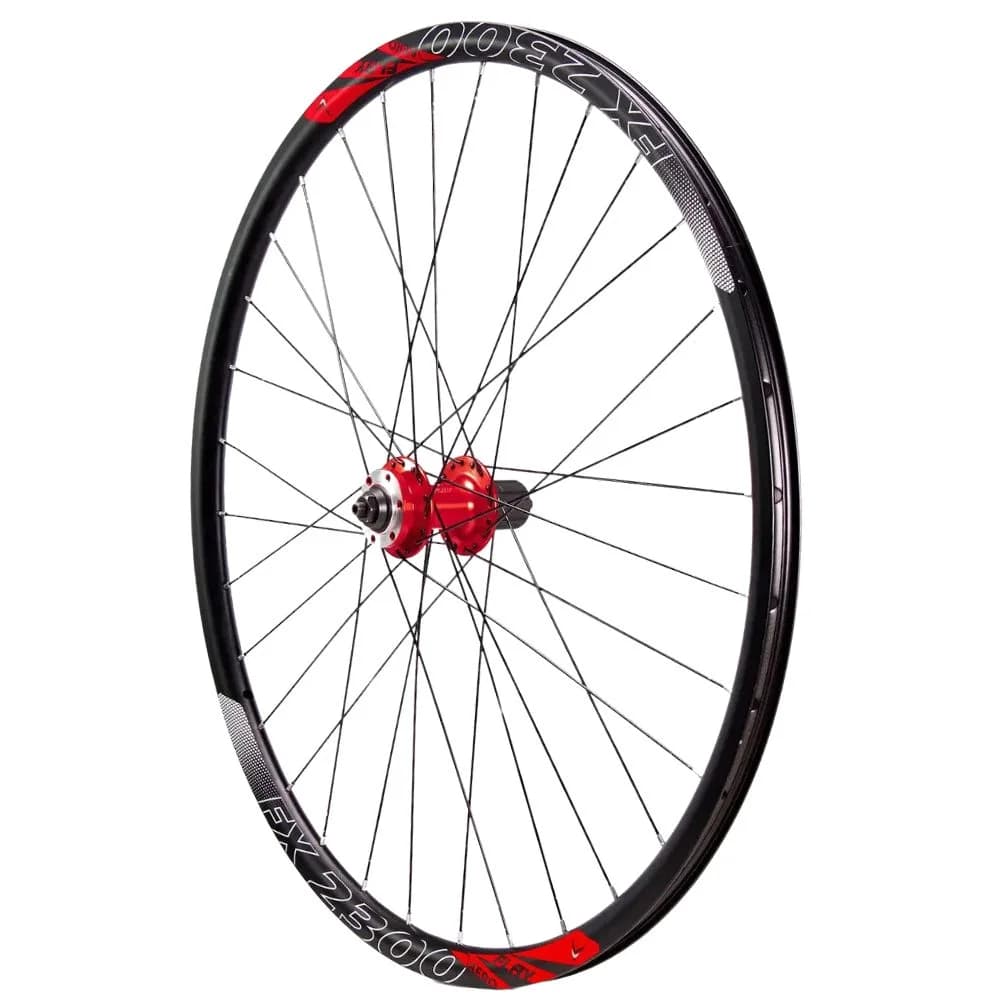 Par de Roda 29 Flay FX 2300 Cubo K7 Alumínio 2 Rolamentos 32 Furos - Preto e Vermelho