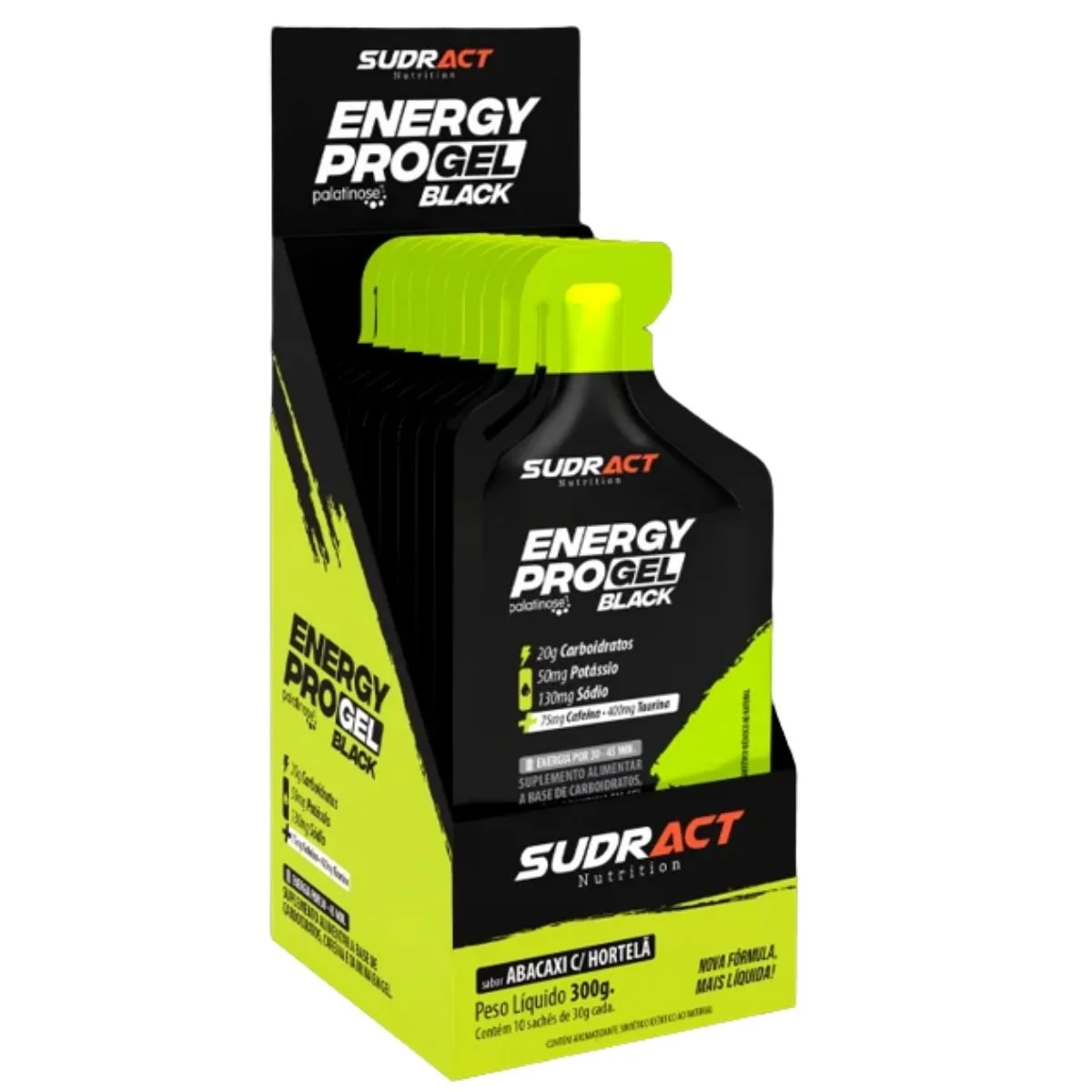Suplemento Sudract Energy Pro Gel Black Abacaxi Hortelã ( 10 Unidades )