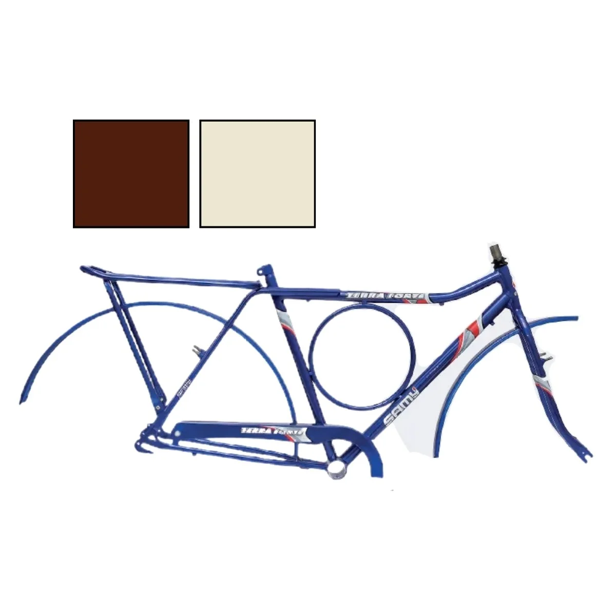 Quadro de Bicicleta Aro 26 Samy Stradeira 1.9 V Brake Marrom e Bege