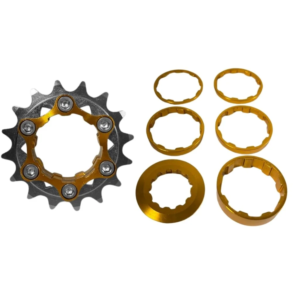 Kit Cog Kook 16 Dentes Alumínio Com Espaçador Dourado